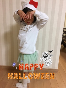 「AZUL by moussy（アズールバイマウジー）のアイテム（スウェット）」を使った、ふるらこさん（キッズ・100cm）の秋コーディネート