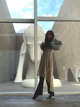 「GRL（グレイル）のリブニットフレアパンツ（その他パンツ）」を使った、sakさん（レディース・152cm）の春コーディネート