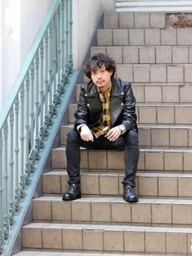 「ルード」｜「アイテム（ライダースジャケット）」を使った、KENGOさん（メンズ・170cm）の秋コーディネート