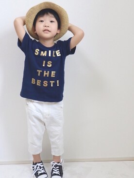 「DOUBLE_B（ダブルビー）のアイテム（帽子）」を使った、SOUさん（キッズ・110cm）の夏コーディネート