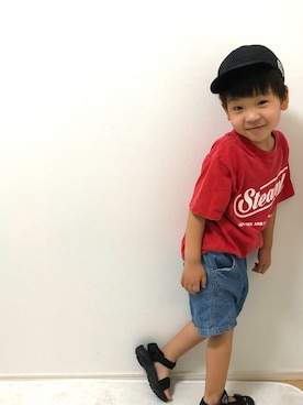「ARCH & LINE（アーチアンドライン）のアイテム（帽子）」を使った、SOUさん（キッズ・100cm）の夏コーディネート
