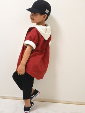 「ARCH & LINE（アーチアンドライン）のアイテム（帽子）」を使った、SOUさん（キッズ・100cm）の夏コーディネート