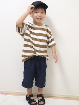 「ARCH & LINE（アーチアンドライン）のアイテム（帽子）」を使った、SOUさん（キッズ・100cm）の夏コーディネート