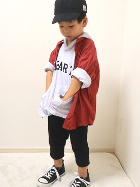 「ARCH & LINE（アーチアンドライン）のアイテム（帽子）」を使った、SOUさん（キッズ・100cm）の夏コーディネート