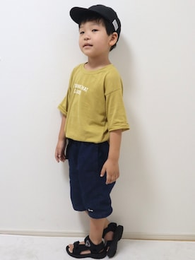 「ARCH & LINE（アーチアンドライン）のアイテム（帽子）」を使った、SOUさん（キッズ・100cm）の夏コーディネート