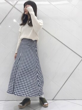 chihoさんの「ギンガムチェックマーメイドスカート」を使ったコーディネート