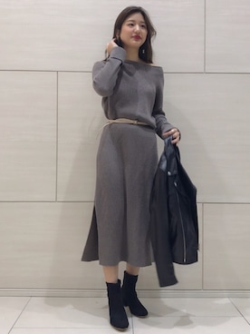 「URBAN RESEARCH（アーバンリサーチ）のアイテム（ライダースジャケット）」を使った、chihoさん（レディース・165cm）の冬コーディネート