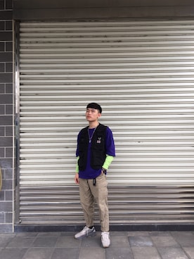 「BEN DAVIS（ベンデイビス）のアイテム（ベスト）」を使った、ak1tさん（メンズ・175cm）の冬コーディネート