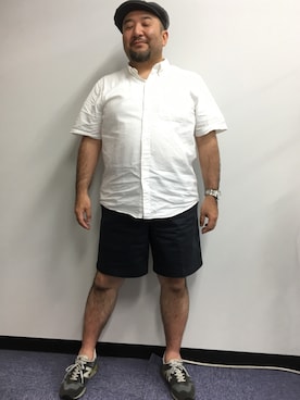 「ポチャメン」｜「アイテム（ハンチング/ベレー帽）」を使った、Nyukifumi さん（メンズ・167cm）の夏コーディネート