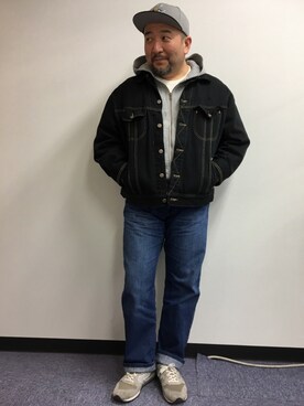 デニムジャケットを使った ブラックデニム の人気ファッションコーディネート 年齢 50歳 54歳 Wear
