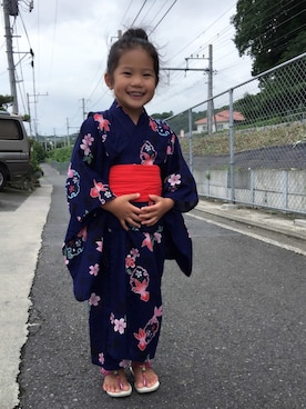 「ビーサン」｜「アイテム（浴衣）」を使った、CoCoさん（キッズ・100cm）の夏コーディネート