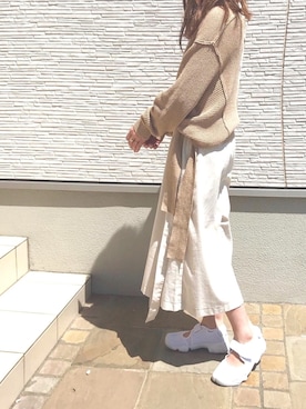 「UNE MANSION（ユヌマンション）のアイテム（ジャンパースカート）」を使った、i k k y u 𓅿さん（レディース・157cm）の春コーディネート
