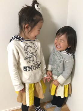 「DENIM DUNGAREE（デニムダンガリー）のアイテム（パーカー、ホワイト系）」を使った、ゆんさん（レディース・159cm）の秋コーディネート