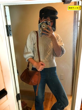 「TODAYFUL（トゥデイフル）のアイテム（ニット/セーター、ベージュ系）」を使った、ゆんさん（レディース・159cm）の秋コーディネート