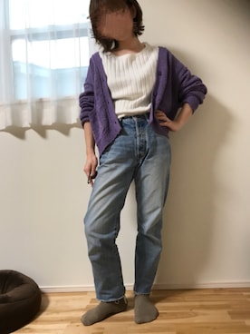 「THE SHINZONE（ザ　シンゾーン）のカットオフデニム（デニムパンツ、ブルー系）」を使った、ゆんさん（レディース・159cm）の春コーディネート