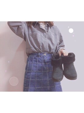 「EXCELLENT BONTONのアイテム（トップス、グレー系）」を使った、ひなさん（レディース・150cm）の冬コーディネート