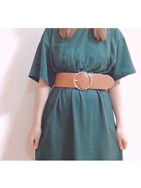 ベルトを使った 緑ワンピース のレディース人気ファッションコーディネート Wear