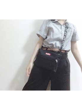 「bluestriveのアイテム（シャツ/ブラウス、グレー系）」を使った、ひなさん（レディース・150cm）の夏コーディネート