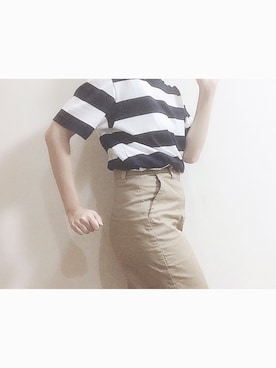 「GU（ジーユー）のアイテム（Tシャツ/カットソー、その他）」を使った、ひなさん（レディース・150cm）の夏コーディネート