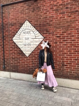 「カジュアルガーリー」｜「アイテム（ライダースジャケット）」を使った、kotamonchさん（レディース・155cm）の冬コーディネート