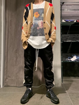 「MSGM（エムエスジーエム）のアイテム（カーディガン/ボレロ）」を使った、和(V)o¥o(V)さん（メンズ・167cm）の春コーディネート