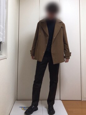 「CASPER JOHN（キャスパージョン）のアイテム（ピーコート）」を使った、Cherryさん（メンズ・182cm）の冬コーディネート