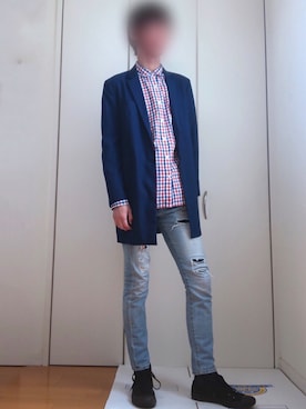 「TIMELY WARNING（タイムリーワーニング）のアイテム（ジャケット/アウター）」を使った、Cherryさん（メンズ・182cm）の春コーディネート