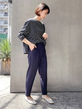 「NANO universe（ナノユニバース）のフェイクレザーフラットシューズ（パンプス）」を使った、nano・universe lady's　STAFFさん（レディース・162cm）の秋コーディネート