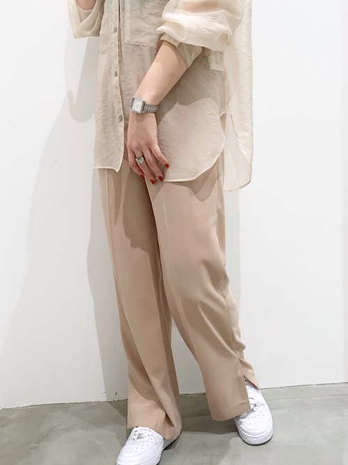 STUDIOUS ステュディオス ウォッシャブルフレアパンツ ピンクパンツ セール】【STUDIOUS】ジョーゼットタックセンタープレスパンツ