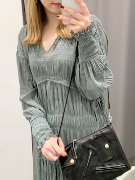 「レザーコーデ」｜「アイテム（ワンピース/ドレス）」を使った、坂田 円香 Sakata Madokaさん（レディース・162cm）の春コーディネート