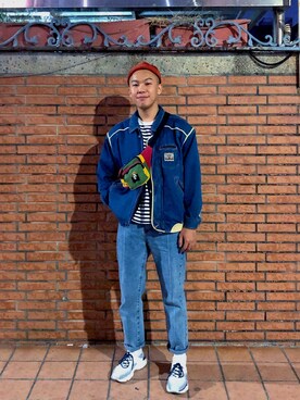 「ho2_official_のアイテム（デニムパンツ、ブルー系）」を使った、董奕迅さん（メンズ・173cm）の夏コーディネート