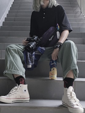 一隻廢仔さんの（CONVERSE | コンバース）を使ったコーディネート