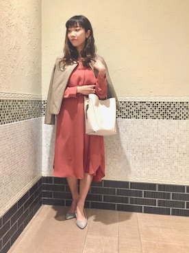 「URBAN RESEARCH ROSSO WOMEN（アーバンリサーチ　ロッソ）のアイテム（ノーカラージャケット）」を使った、ROSSO池袋店さん（レディース・157cm）の冬コーディネート