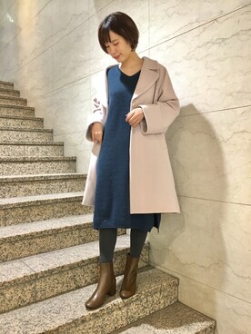 「URBAN RESEARCH ROSSO WOMEN（アーバンリサーチ　ロッソ）のアイテム（チェスターコート）」を使った、ROSSO池袋店さん（レディース・157cm）の冬コーディネート
