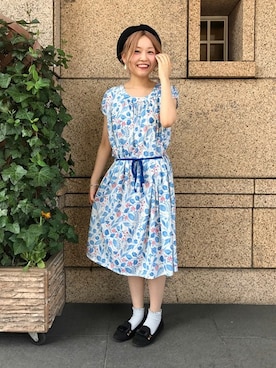 「Design Tshirts Store graniph（デザイン　ティーシャツ　ストア　グラニフ）のアイテム（ワンピース/ドレス）」を使った、minaさん（レディース・158cm）の春コーディネート
