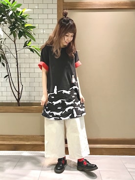「Design Tshirts Store graniph（デザイン　ティーシャツ　ストア　グラニフ）のアイテム（ワンピース/ドレス）」を使った、minaさん（レディース・158cm）の夏コーディネート
