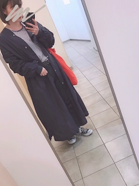 「アイテム（トートバッグ、レッド系）」を使った、Sさん（レディース・152cm）の春コーディネート