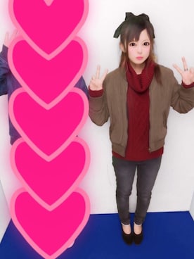 「プリクラ」｜「アイテム（MA-1）」を使った、AYANOさん（レディース・153cm）の冬コーディネート