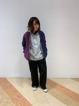 「JUNRED（ジュンレッド）のアイテム（MA-1）」を使った、KONOMIさん（レディース・158cm）の秋コーディネート