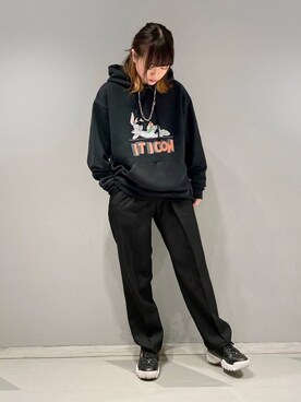 「JUNRED（ジュンレッド）のアイテム（パーカー）」を使った、KONOMIさん（レディース・158cm）の冬コーディネート