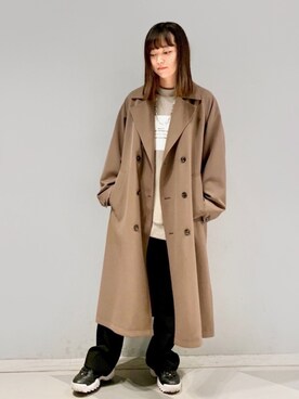 「JUNRED（ジュンレッド）のアイテム（トレンチコート）」を使った、KONOMIさん（レディース・158cm）の冬コーディネート