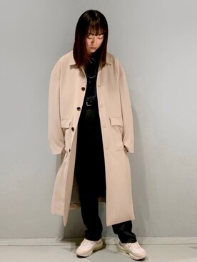 「JUNRED（ジュンレッド）のアイテム（ステンカラーコート）」を使った、KONOMIさん（レディース・158cm）の冬コーディネート