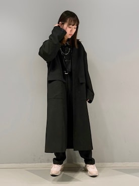 「JUNRED（ジュンレッド）のアイテム（ステンカラーコート）」を使った、KONOMIさん（レディース・158cm）の春コーディネート