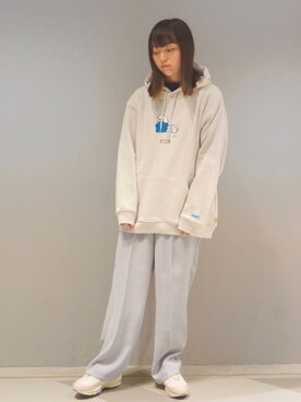 「JUNRED（ジュンレッド）のアイテム（パーカー）」を使った、KONOMIさん（レディース・158cm）の春コーディネート