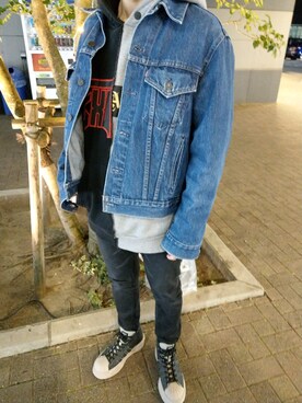 「ラグジュアリーストリート」｜「アイテム（デニムジャケット）」を使った、かずきさん（メンズ・168cm）の冬コーディネート