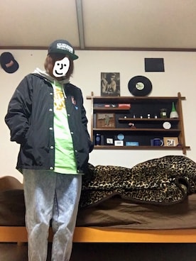 「APPLEBUM」｜「アイテム（ナイロンジャケット）」を使った、ヤマさん（レディース・159cm）の冬コーディネート