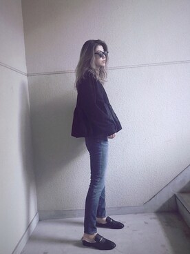 「フリルトップス」｜「アイテム（スリッポン）」を使った、てらまゆさん（レディース・160cm）の秋コーディネート