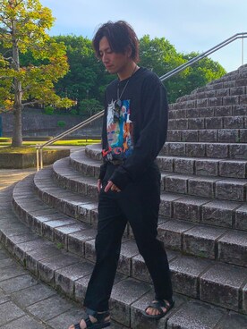「LMCのアイテム（トップス）」を使った、8manさん（メンズ・169cm）の春コーディネート
