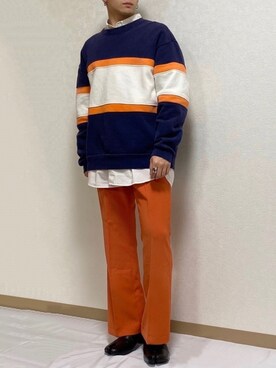 「BASQUE magenta（バスクマゼンタ）のアイテム（スラックス）」を使った、Rikuto©️1999さん（メンズ・165cm）の春コーディネート