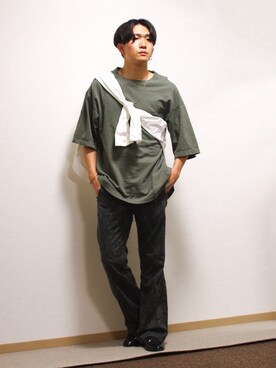 「Johnbull Private labo（ジョンブルプライベートラボ）のアイテム（トップス）」を使った、Rikuto©️1999さん（メンズ・165cm）の夏コーディネート
